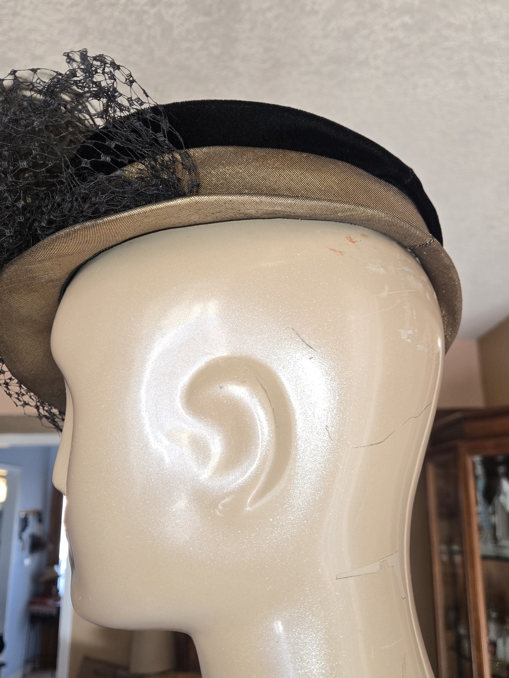 Vintage Nat Frank NY Feather Veil Cocktail Fascinator Hat Gothic - Picture 8 of 16